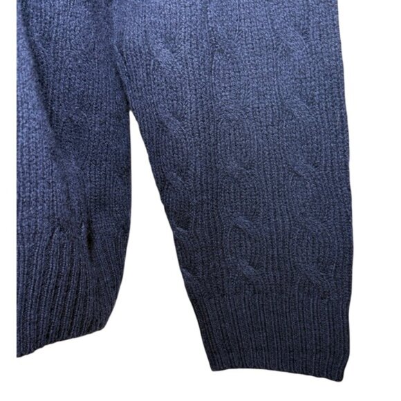 Polo Ralph Lauren Cable Knit Sweater Wool Cashmere Mens L Navy Blue Crew Neck - Picture 8 of 10